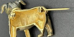 Vintage Erwin Pearl Bulldog Enamel Brooch