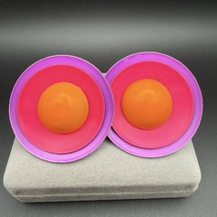 Vintage 80s Neon Color Block Disc Clip On Earrings Purple Pink Orange Statement