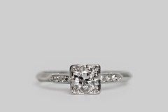 1.34 CT Round Moissanite 925 Silver Wedding Vintage Art Deco Antique Ring Set