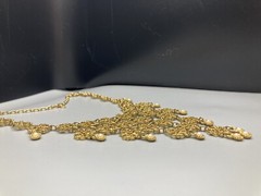 GOLDETTE Fancy VTG Gold Tone Faux Pearl Waterfall Bib Necklace Stunning 16-18in