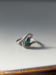 VTG Sterling Silver Navajo WM Wheeler Co. Bezel Abalone Inlay Cabochon Ring S4