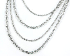 Vintage Crown Trifari Silver Tone 4 Multi Chain Statement Necklace 27″