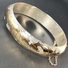 Vintage Bangle Bracelet Estate Fine Jewelry Pre-Owned Sterling Silver Antique