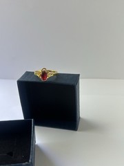 Vintage Red Cubic Zirconia Ring Gold Plated Womens Size 9.5