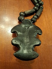 One Of A Kind Vintage Black Jade Stone Hand Carved Necklace And Pendant