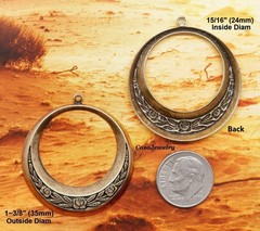 #0023 ANTIQUED GOLD FLORAL DECORATED HOOP W/TOP HANG RING – 4 Pc Lot
