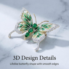 Vintage Rhinestone Butterfly Brooch Emerald Insect Brooch Crystal