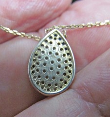 EHI 15″ STERLING SILVER GOLD WASH CHAIN NECKLACE W TEARDROP PENDANT X