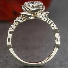 Art Deco 2Ct Lab Created Diamond Flower Solitaire Engagement Ring 925 Silver