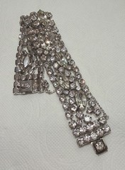 Vintage Weiss Signed Clear Rhinestone Bracelet Marquise Crystal Silver Tone