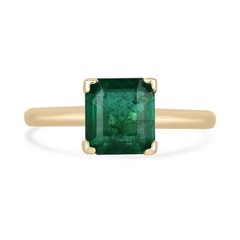 2.60 Ct Natural Emerald Art Deco Vintage Engagement Ring 14K Yellow Gold Over