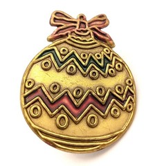 Vintage Christmas Ornament Pin Brooch Gold Red Green Festive Holiday Charm