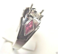 Antique Art Deco Setting 20K White Gold Mounting Hold 6 MM Ring Size 8 UK-P