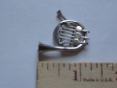 vintage ornate French Horn marked STC JMP ? sterling silver figure
