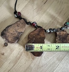 Brutalist Gemstone Necklace Chunky Slab Multi Charm Matching Earrings 18-21” Adj