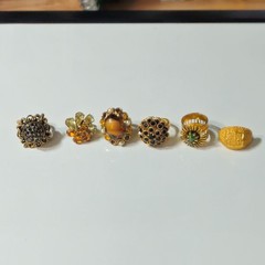 Vintage 6 Pc Assorted Judy lee &Unsigned Ring Lot Jewelry Mixed Styles and Sizes