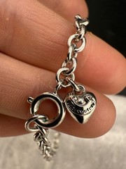 Vintage Juicy Couture Charm Bracelet Silver Tone Rhinestone 7”