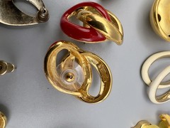 Vintage 1980s Pierced Earring Lot Gold Tone 45 Pairs Monet Trifari
