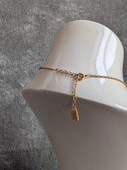 Vintage Lanvin Oval Logo Pendant Necklace Gold Plated 15-17″