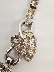 Vintage Pennino Rhodium Plated Rhinestone Leaves Necklace
