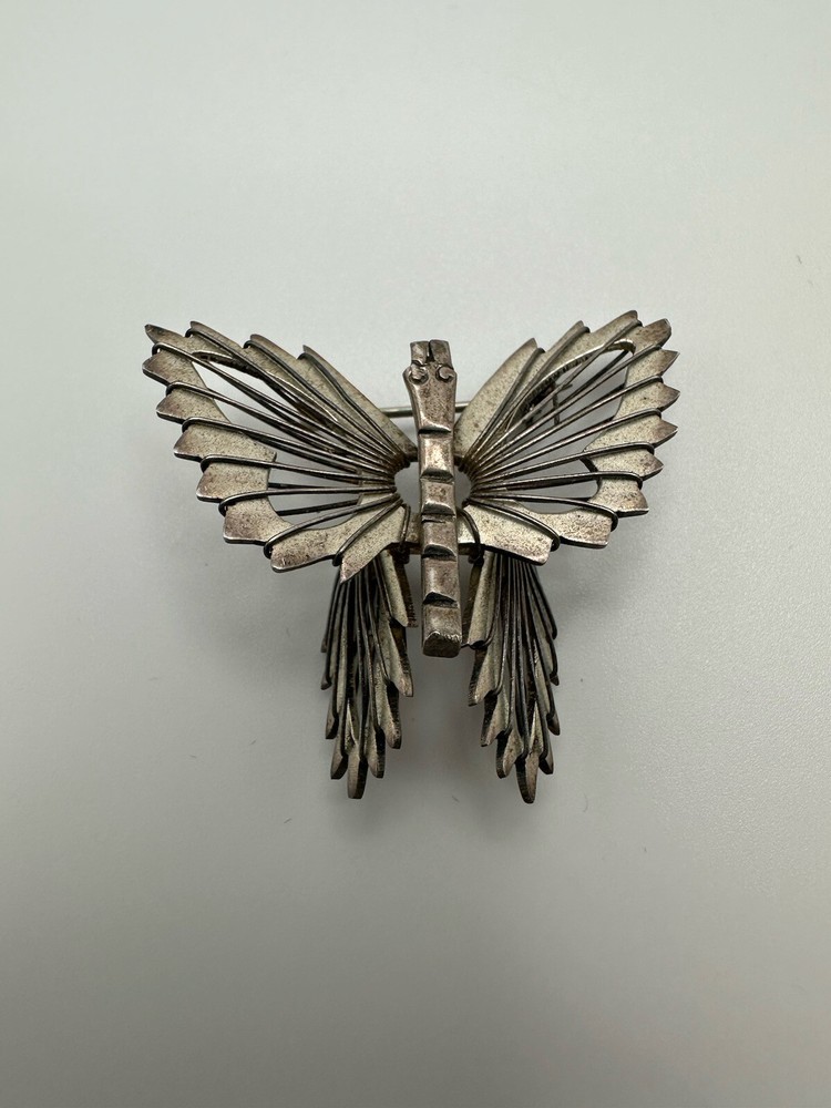 Vintage Sterling Silver Butterfly Brooch 4 x 4.5 cm BB9