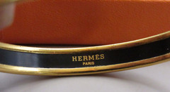 Vintage Hermes Paris Gold Enamel Bangle Bracelet with Box – Size 66 (KB-14)
