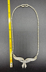 Vintage Marcel Boucher Clear Baguette Ribbon Choker Necklace