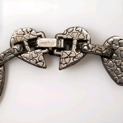 Brighton Cafe au Lait Bracelet Etched Scroll Heart Links Retired Vintage 7.25″