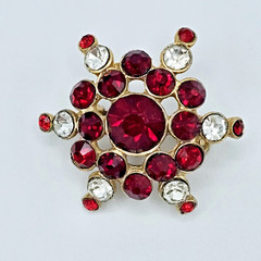 Vintage Star Burst Brooch Red Jewels Crystal Elegant Estate Jewelry Gem Pin