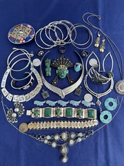 Vintage Jewelry Lot Mexico Alpaca Boho Ethnic Tribal Runway 30 Pc Bracelet Nlace