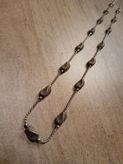 Vintage Revlon Necklace- Gray Bronze Floating Beads Cable Jewelry 18″ Length