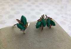 Fine Estate Vintage Set Earrings Ring Size 8 Gold 14k 585 Silver 925 MALACHITE