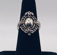 Vintage 925 Sterling Silver Ornate Domed Oval Statement Ring Size 6.75 Openwork