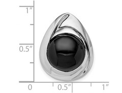 Sterling Silver Polished Black Onyx Teardrop Slide Pendant (18 Inches)