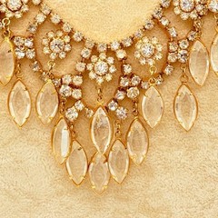 Gold‑Tone Bridal Necklace w/ Prong‑Set Marquise & Round Stones, Clear Elegance