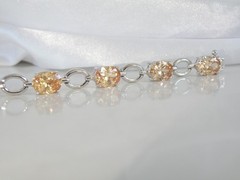 Vintage Sterling Silver 925 Gemstone Tennis Station Bracelet Fits 7″