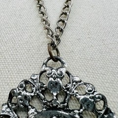 Vintage Pot Metal Horse Medallion Necklace Equestrian Gothic Large Statement