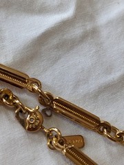 Signed Monet Bar Panel Link Chain Necklace Gold Plated Retro 70s Ex Long 36 In
