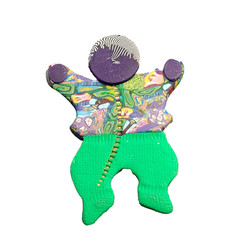Vintage Figure Brooch Polymer Clay Signed Handmade 2.25″