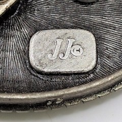 Vtg JJ Jonette Pewter Mushroom Trinket Box Brooch Pin Matching Earrings Signed
