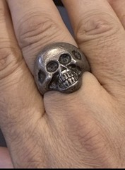 RARE VINTAGE 1940’s-50’s TRUE BIKER BELL TRADING STERLING SILVER SKULL RING