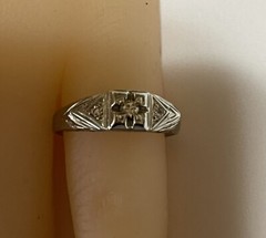 Vintage Ring O Romance Gross Co 18k White Gold Filigree .06 Ct Diamond Ring Sz 6