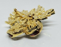 Rhinestone Enamel Green and Red Christmas Bow Brooch Pin Pendant 2″