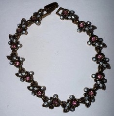 Hollycraft 1950’s Bracelet Multicolor Rhinestones Signed 7.5” Costume Jewelry