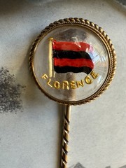 Antique 15k Reverse Painted “Florence” Reverse Painted Essex Crystal Stick Pin