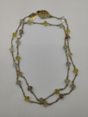 Vintage Monet Lavender, Pale Yellow and Clear Crystal Chain Necklace
