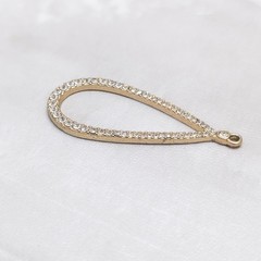 Vintage Pendant Gold Tone with Clear Gems Elongated Shape – No Chain Included