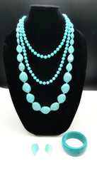 Vintage Retro Plastic Jewelry Lot, In Turquoise and Purple Lucite, 1960s-1980s
