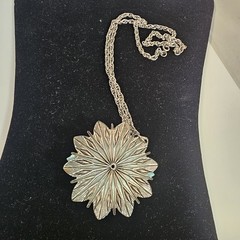 Vintage Southwest style Silver Tone Medallion pendant: Turquoise color cabochon