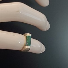 Sterling Silver Ring Green Stone Eilat Minimalist Modernist Men’s Pinky Women